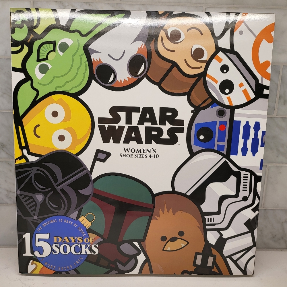 Star Wars Advent Calendar 15 Days Socks Gift Box Set 5 Crew 10 Low Cut Christmas